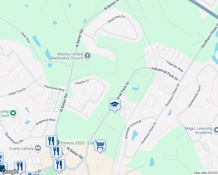 map of restaurants, bars, coffee shops, grocery stores, and more near 827 Sonora Circle in Evans