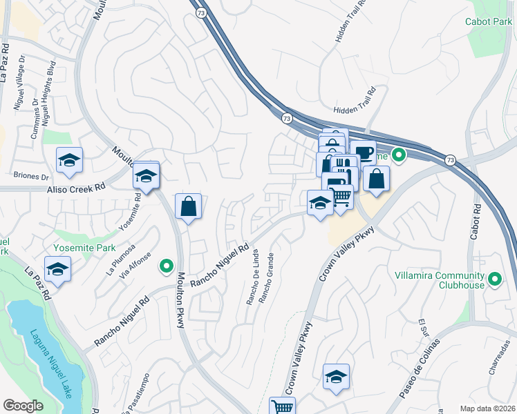 map of restaurants, bars, coffee shops, grocery stores, and more near 25061 Calle Playa in Laguna Niguel