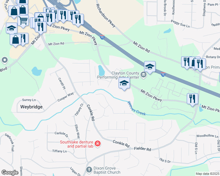 map of restaurants, bars, coffee shops, grocery stores, and more near 7322 Wagon Wheel Court in Jonesboro