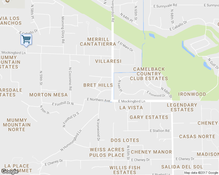 map of restaurants, bars, coffee shops, grocery stores, and more near 8052 North Ironwood Drive in Paradise Valley