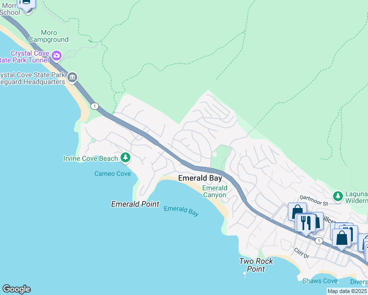 map of restaurants, bars, coffee shops, grocery stores, and more near 809 Emerald Bay in Laguna Beach