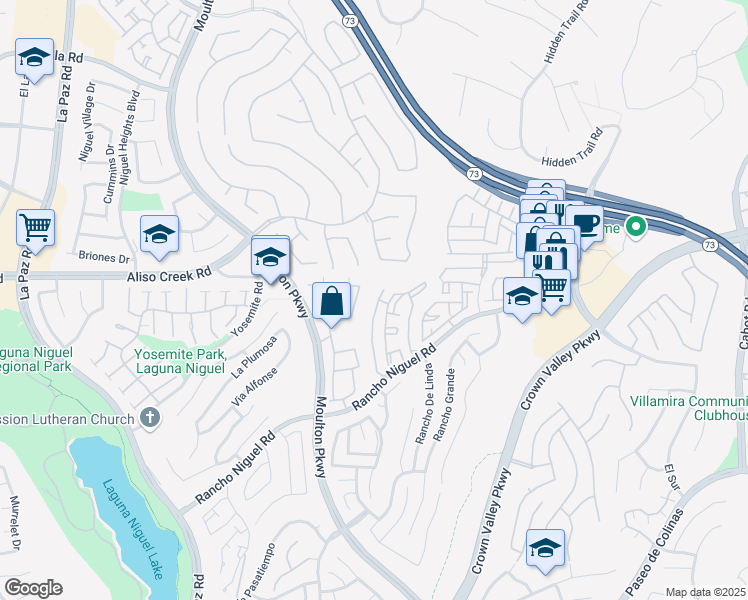 map of restaurants, bars, coffee shops, grocery stores, and more near 28117 Via Luis in Laguna Niguel
