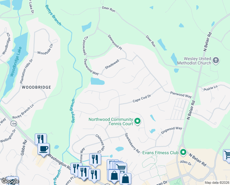 map of restaurants, bars, coffee shops, grocery stores, and more near 800 Sparkleberry Road in Evans
