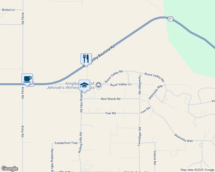 map of restaurants, bars, coffee shops, grocery stores, and more near 58731 Burnt Valley Road in Anza