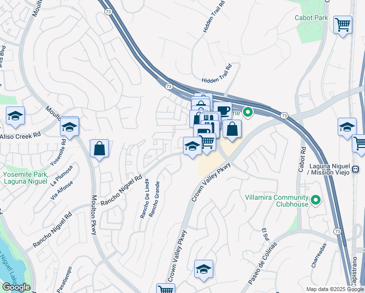 map of restaurants, bars, coffee shops, grocery stores, and more near 28075 Caldaro in Laguna Niguel