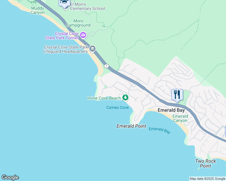 map of restaurants, bars, coffee shops, grocery stores, and more near 2585 Riviera Drive in Laguna Beach