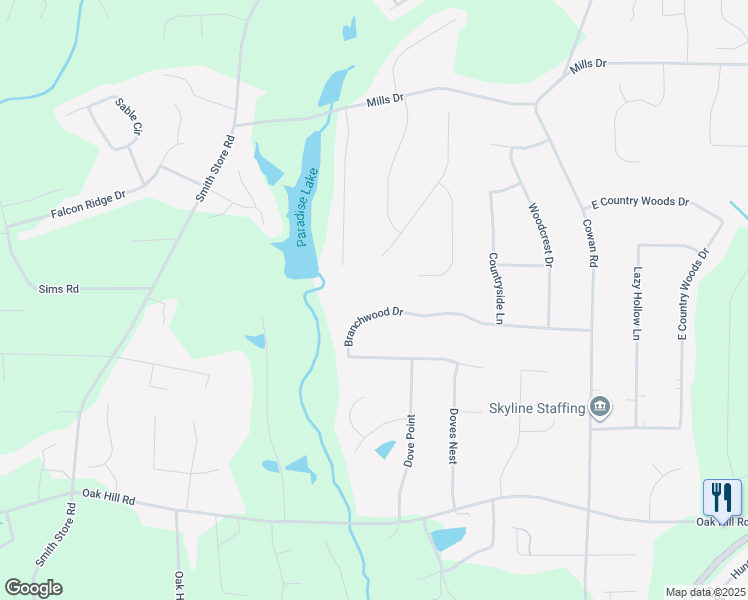map of restaurants, bars, coffee shops, grocery stores, and more near 150 Branchwood Drive in Covington