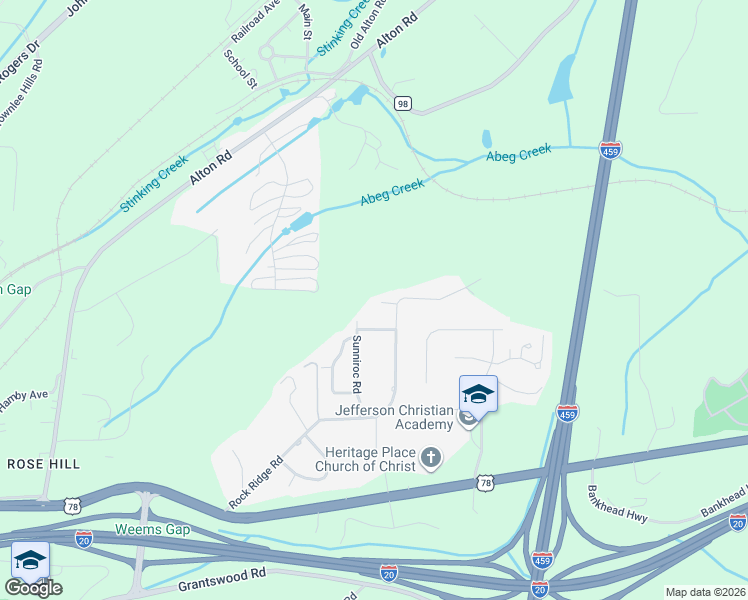 map of restaurants, bars, coffee shops, grocery stores, and more near 5200 Rock Ridge Place in Irondale