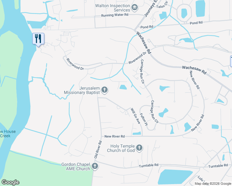 map of restaurants, bars, coffee shops, grocery stores, and more near 1427 Jasmin Lane in Murrells Inlet