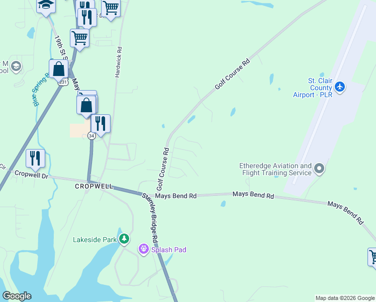 map of restaurants, bars, coffee shops, grocery stores, and more near 95 Sage Drive in Pell City