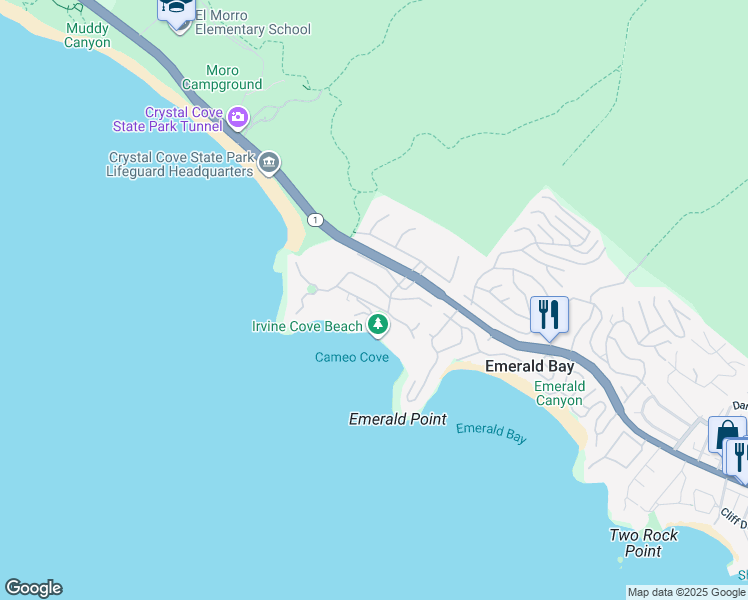 map of restaurants, bars, coffee shops, grocery stores, and more near 2526 Riviera Drive in Laguna Beach
