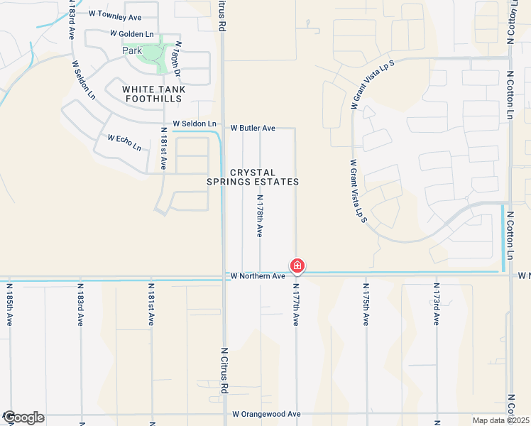 map of restaurants, bars, coffee shops, grocery stores, and more near 8207 North 178th Avenue in Waddell