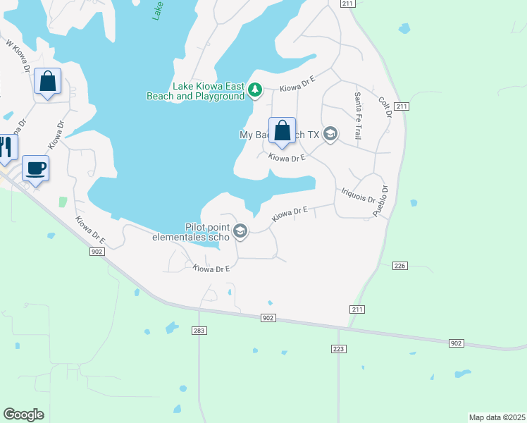 map of restaurants, bars, coffee shops, grocery stores, and more near 304 Kiowa Drive East in Gainesville