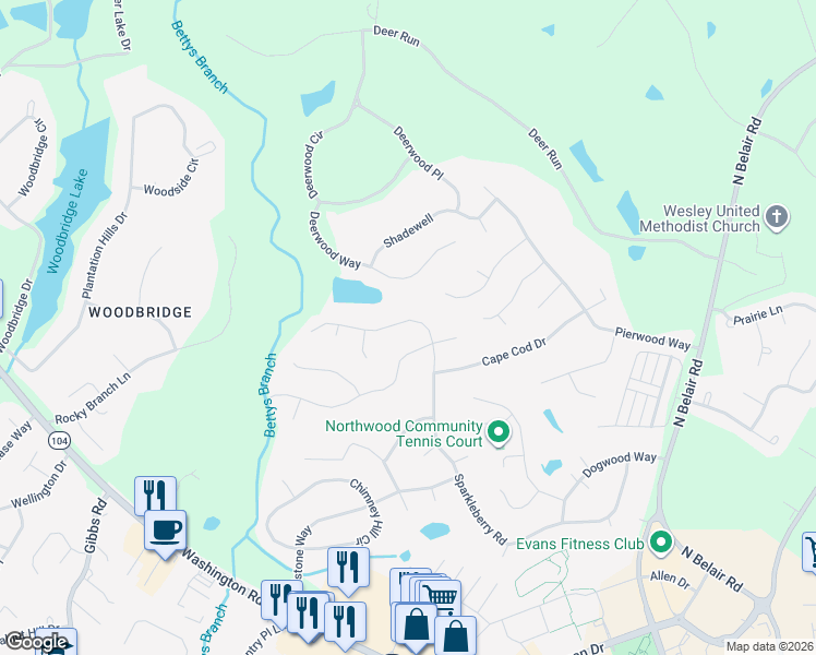 map of restaurants, bars, coffee shops, grocery stores, and more near 800 Sparkleberry Road in Evans
