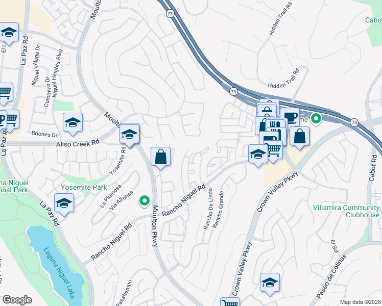 map of restaurants, bars, coffee shops, grocery stores, and more near 28117 Via Luis in Laguna Niguel