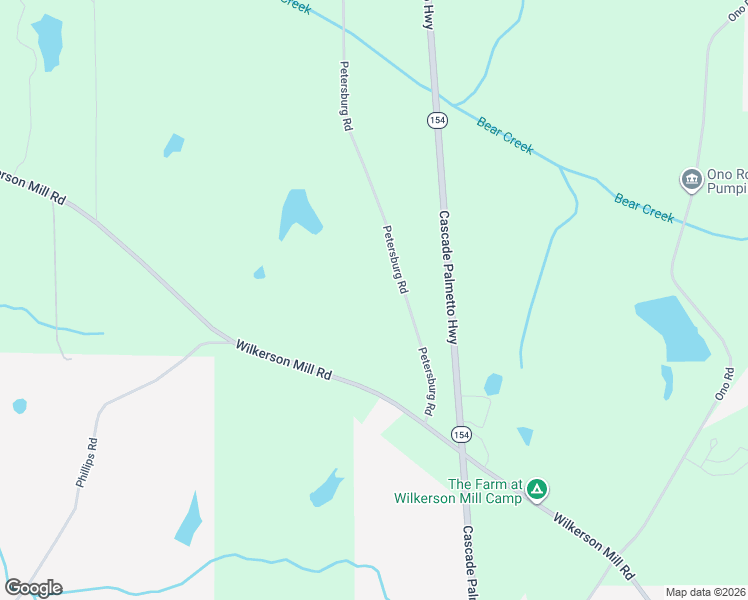 map of restaurants, bars, coffee shops, grocery stores, and more near 7465 Petersburg Road in Fairburn