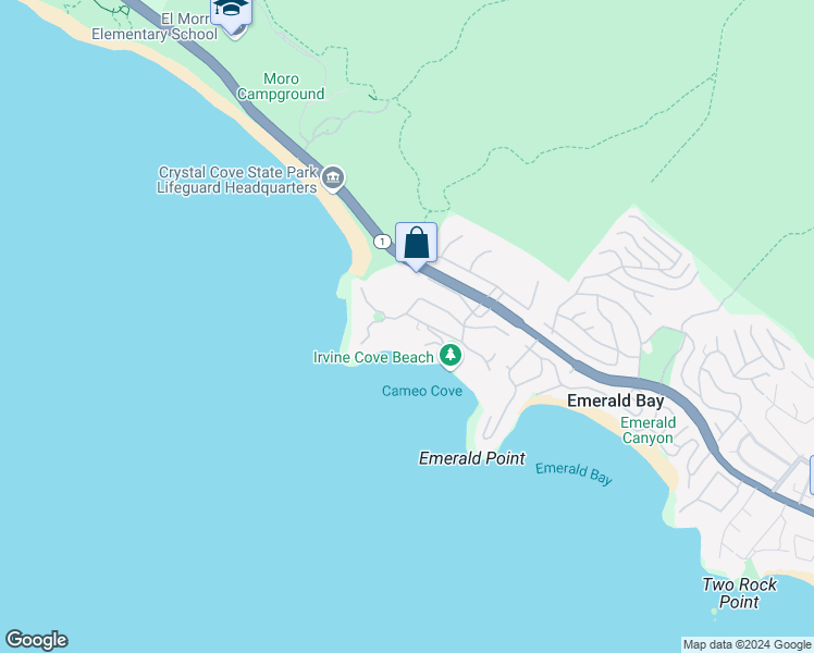 map of restaurants, bars, coffee shops, grocery stores, and more near 2585 Riviera Drive in Laguna Beach