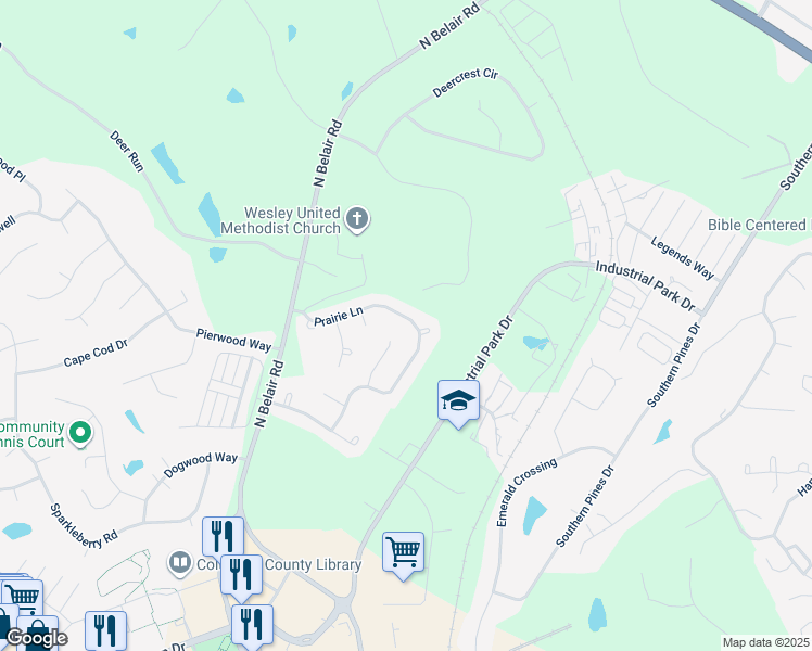 map of restaurants, bars, coffee shops, grocery stores, and more near 832 Prairie Lane in Evans