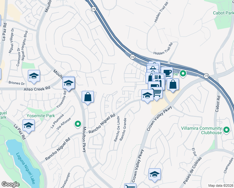 map of restaurants, bars, coffee shops, grocery stores, and more near 25003 La Mangusta in Laguna Niguel