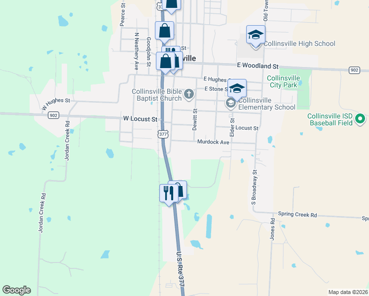map of restaurants, bars, coffee shops, grocery stores, and more near 116 Murdock Avenue in Collinsville