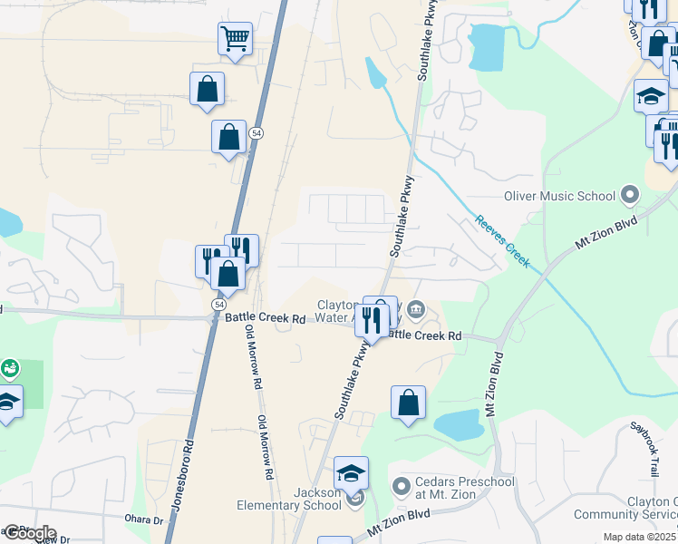 map of restaurants, bars, coffee shops, grocery stores, and more near 1513 Arbor Place Drive in Morrow