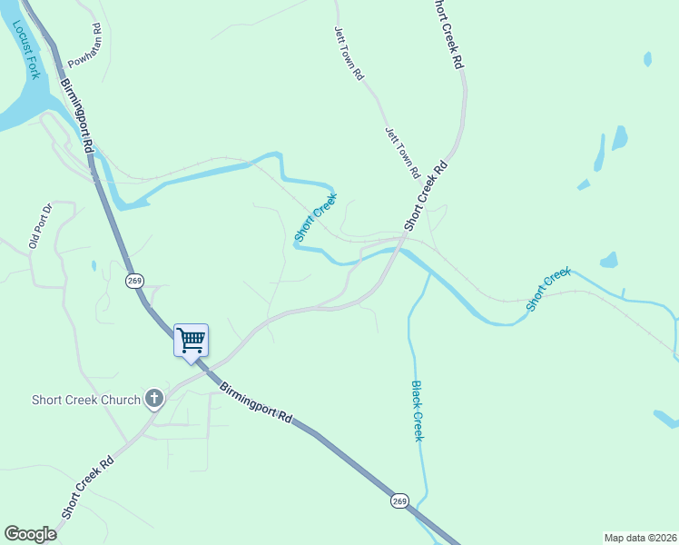 map of restaurants, bars, coffee shops, grocery stores, and more near 7550 Old Short Creek Road in Mulga