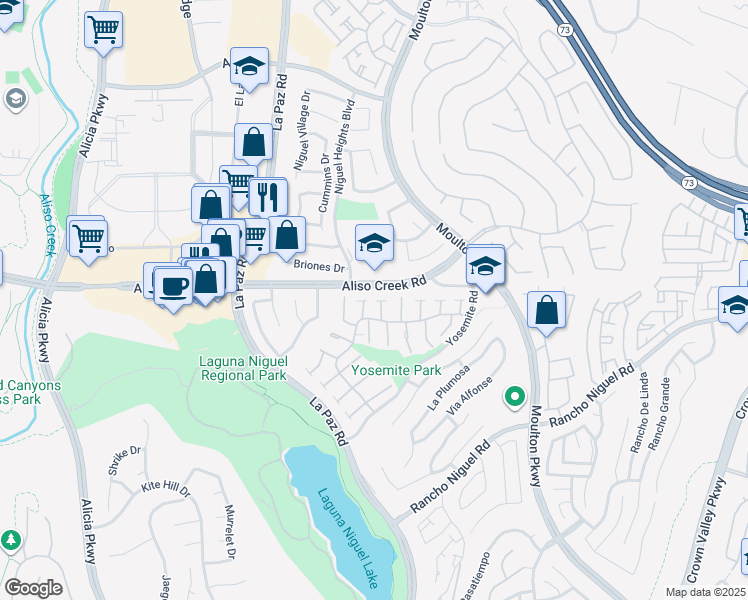 map of restaurants, bars, coffee shops, grocery stores, and more near 28071 Turlock Court in Laguna Niguel