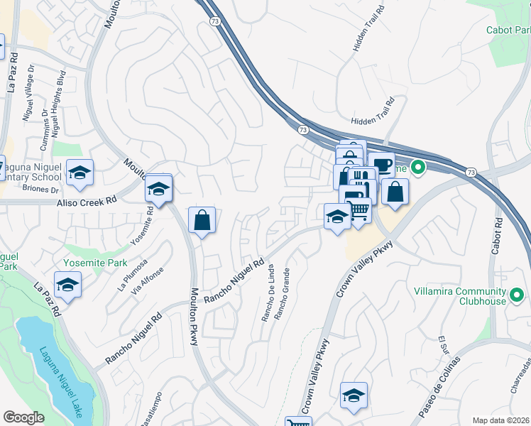 map of restaurants, bars, coffee shops, grocery stores, and more near 25056 El Carrizo in Laguna Niguel