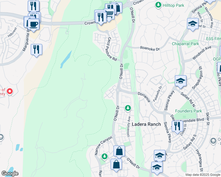 map of restaurants, bars, coffee shops, grocery stores, and more near 10 Martino in Mission Viejo