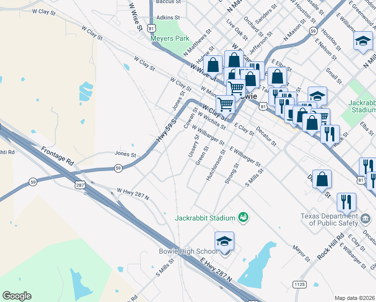 map of restaurants, bars, coffee shops, grocery stores, and more near 418 Ussery Street in Bowie