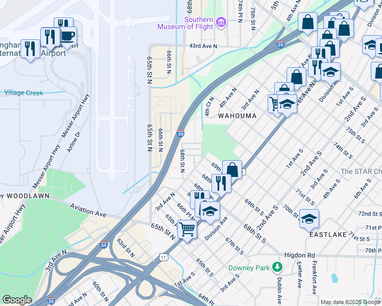 map of restaurants, bars, coffee shops, grocery stores, and more near 6816 5th Court North in Birmingham