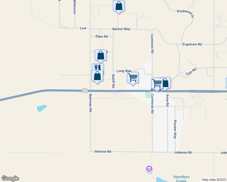 map of restaurants, bars, coffee shops, grocery stores, and more near California 371 in Anza