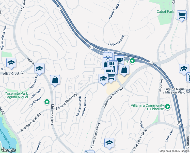 map of restaurants, bars, coffee shops, grocery stores, and more near 28099 Caldaro in Laguna Niguel