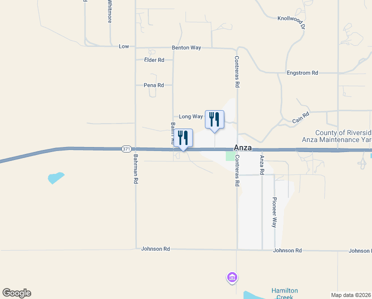 map of restaurants, bars, coffee shops, grocery stores, and more near California 371 in Anza