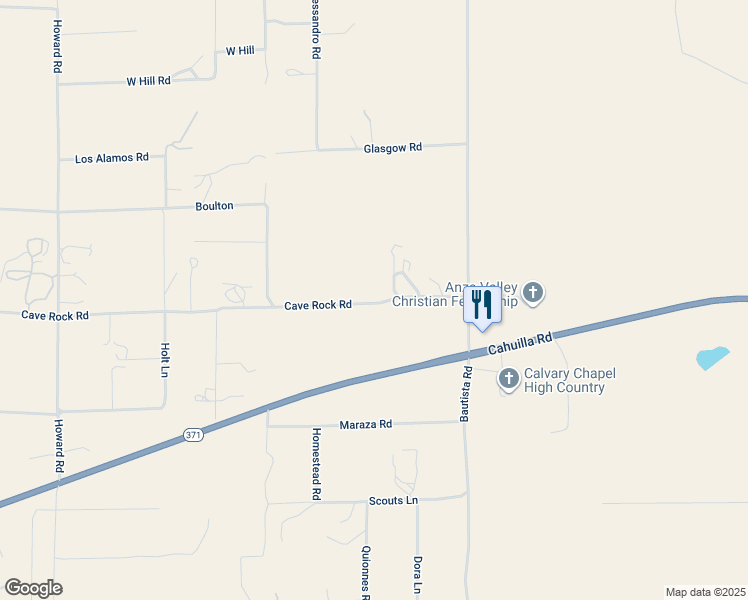 map of restaurants, bars, coffee shops, grocery stores, and more near 54740 Cave Rock Road in Anza