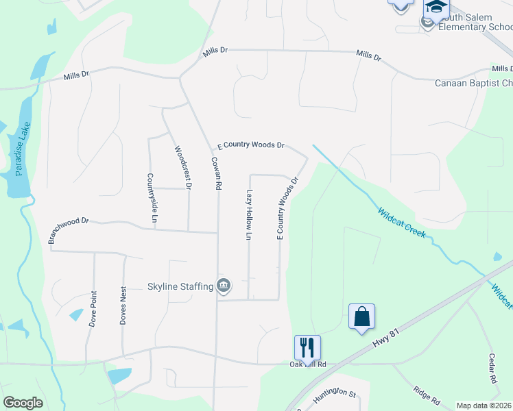 map of restaurants, bars, coffee shops, grocery stores, and more near 170 Lazy Hollow Lane in Covington