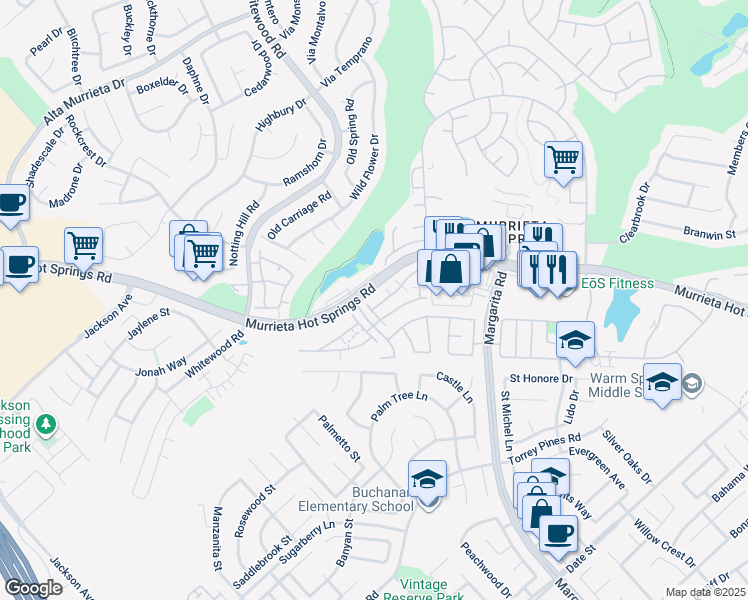 map of restaurants, bars, coffee shops, grocery stores, and more near 39738 Columbia Union Drive in Murrieta