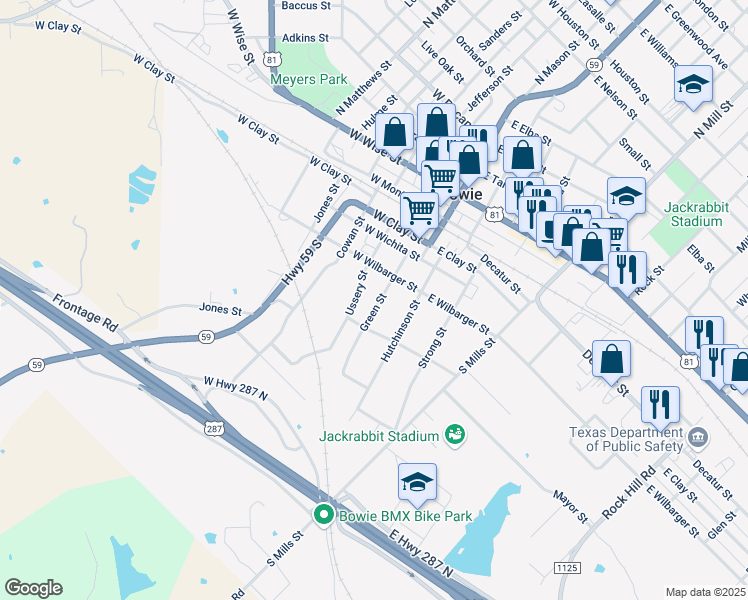 map of restaurants, bars, coffee shops, grocery stores, and more near 416 Green Street in Bowie