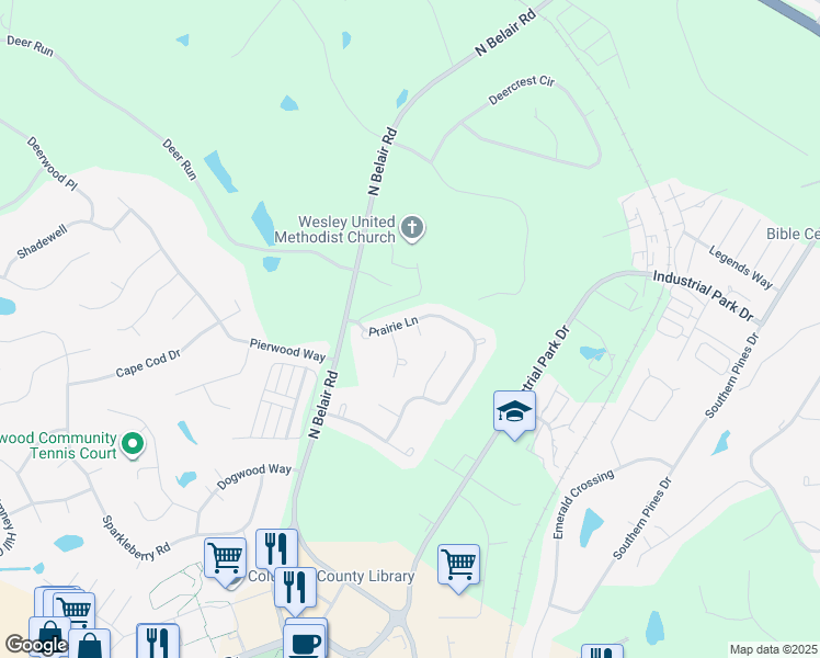 map of restaurants, bars, coffee shops, grocery stores, and more near 712 Hudgens Court in Evans