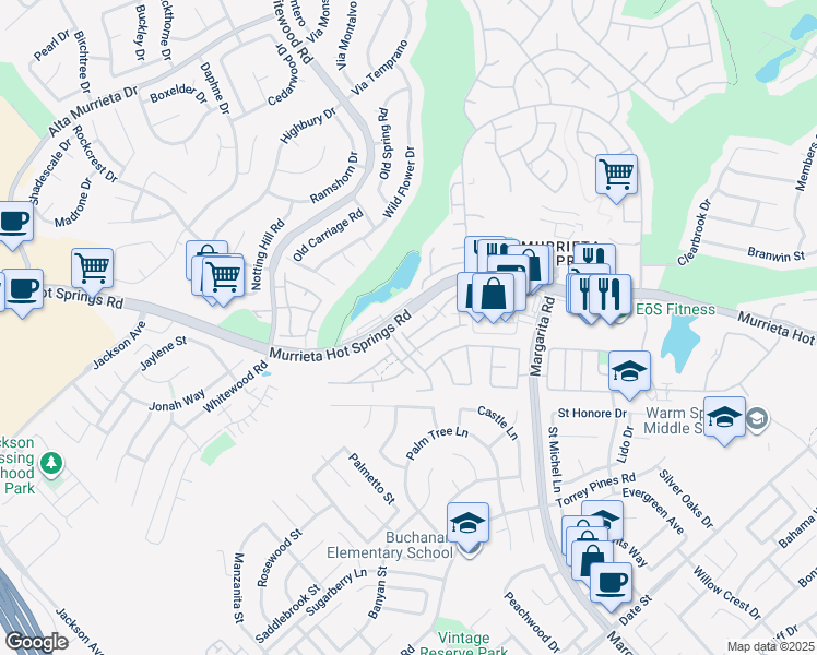map of restaurants, bars, coffee shops, grocery stores, and more near 39738 Columbia Union Drive in Murrieta