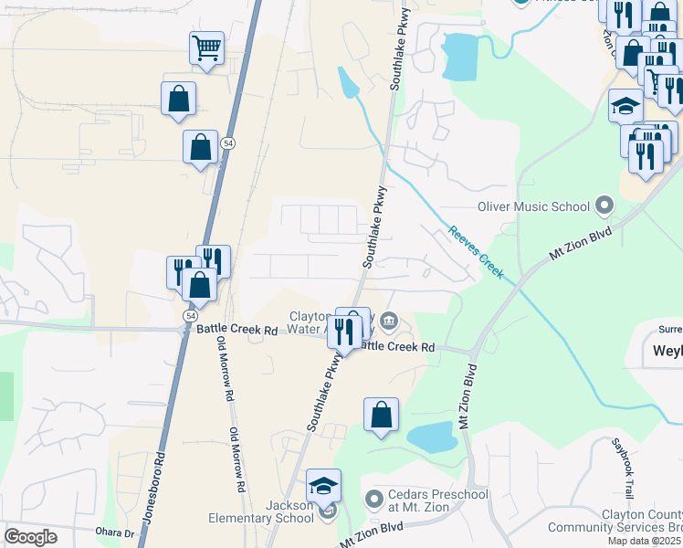 map of restaurants, bars, coffee shops, grocery stores, and more near 1543 Arbor Place Drive in Morrow