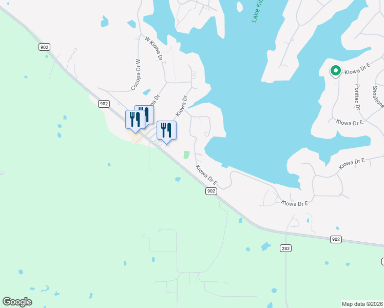 map of restaurants, bars, coffee shops, grocery stores, and more near 115 Kiowa Drive in Gainesville