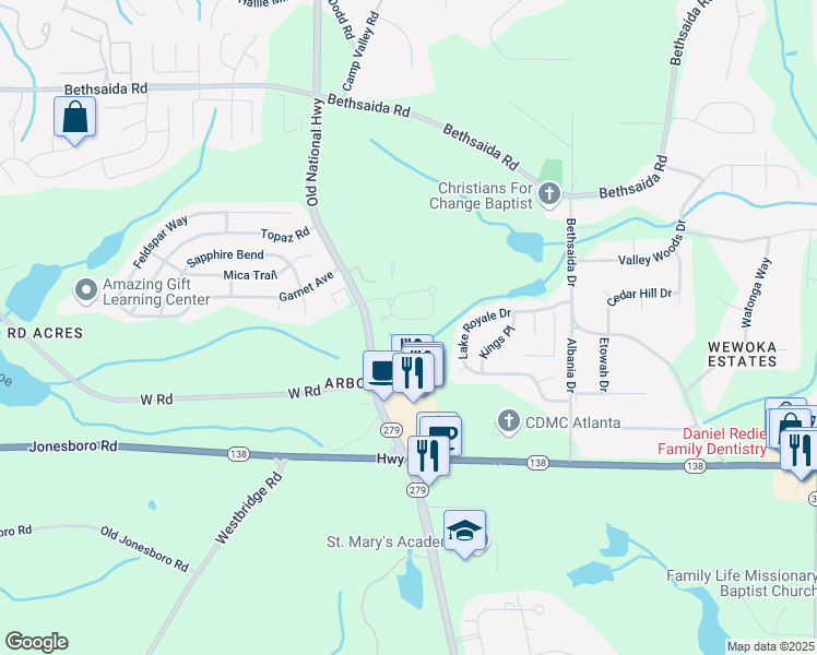 map of restaurants, bars, coffee shops, grocery stores, and more near 2268 Addison Park in Riverdale