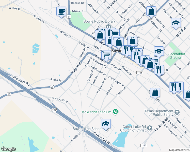 map of restaurants, bars, coffee shops, grocery stores, and more near 416 Green Street in Bowie