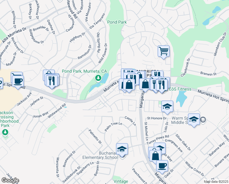 map of restaurants, bars, coffee shops, grocery stores, and more near 39687 Columbia Union Drive in Murrieta