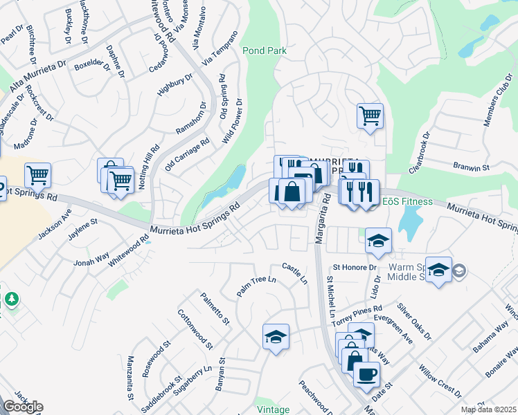 map of restaurants, bars, coffee shops, grocery stores, and more near 39723 Columbia Union Drive in Murrieta