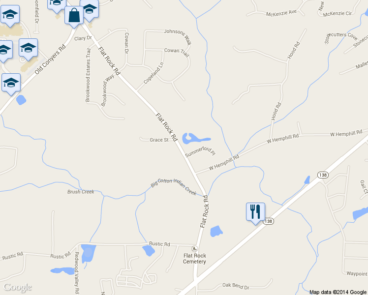 map of restaurants, bars, coffee shops, grocery stores, and more near 201 Summerford Place in Stockbridge