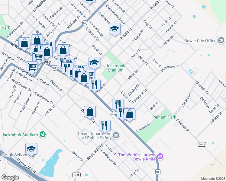 map of restaurants, bars, coffee shops, grocery stores, and more near 300 Miller Road in Bowie