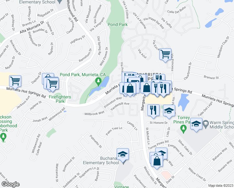 map of restaurants, bars, coffee shops, grocery stores, and more near 39675 Columbia Union Drive in Murrieta