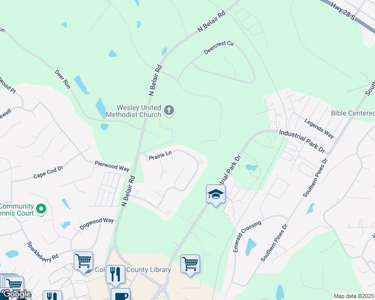 map of restaurants, bars, coffee shops, grocery stores, and more near 841 Prairie Lane in Evans